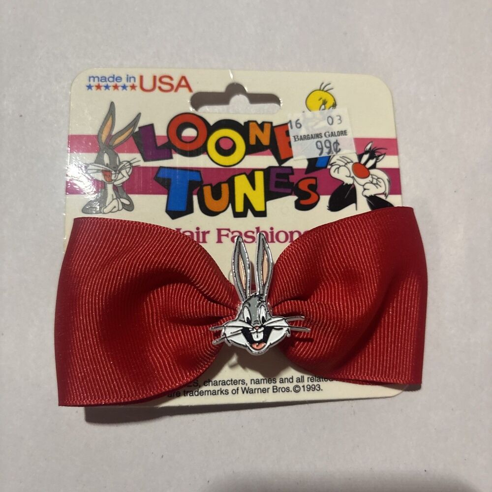Vintage 1993 Looney Tunes Bugs Bunny Red Hair Barrett Bow